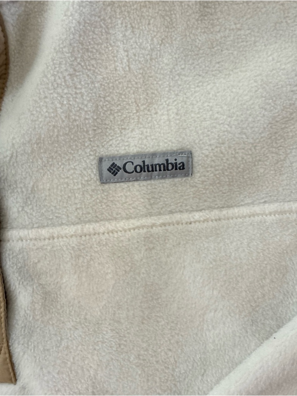 Women Columbia Cream Fleece Pullover with Tan Snap Placket 3XL - Picture 8 of 11